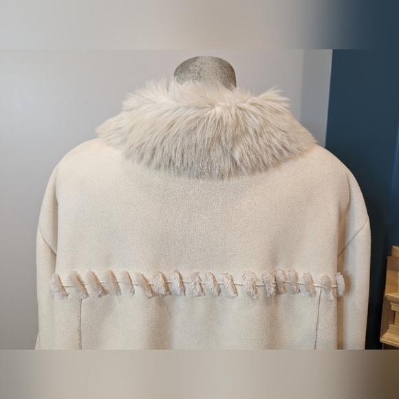 Vintage Novelti Winter White vegan Shearling & Suede Coat plus Size 3X - Picture 4 of 16